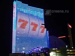 Huge LED media façade of the Harrah’s casino