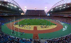 deux grands affichages sur écran du signe électroniques au stade de l'oplympic à Sydney