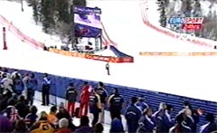 Foto des großen elektronischen Bildschirmes (9x12 Meter) bei der Salz-See-Stadt Olympiad in 2002.