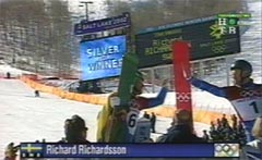 Foto des großen elektronischen Bildschirmes (ungefähr 9x12 Meter) bei der Salz-See-Stadt Olympiad in 2002.